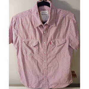 Vintage Mens Levi Western Multi Color Check 100% Cotton Shirt Size Medium Rodeo